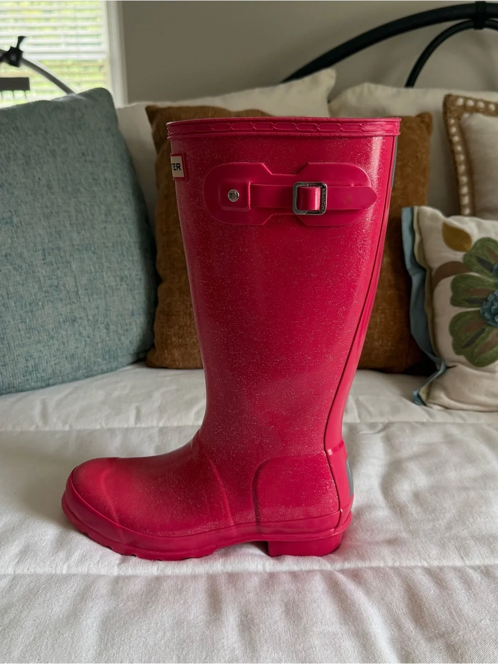 Hunter Original Thrift Pink Glitter Tall Rain Boot Size EU 37/ US 6